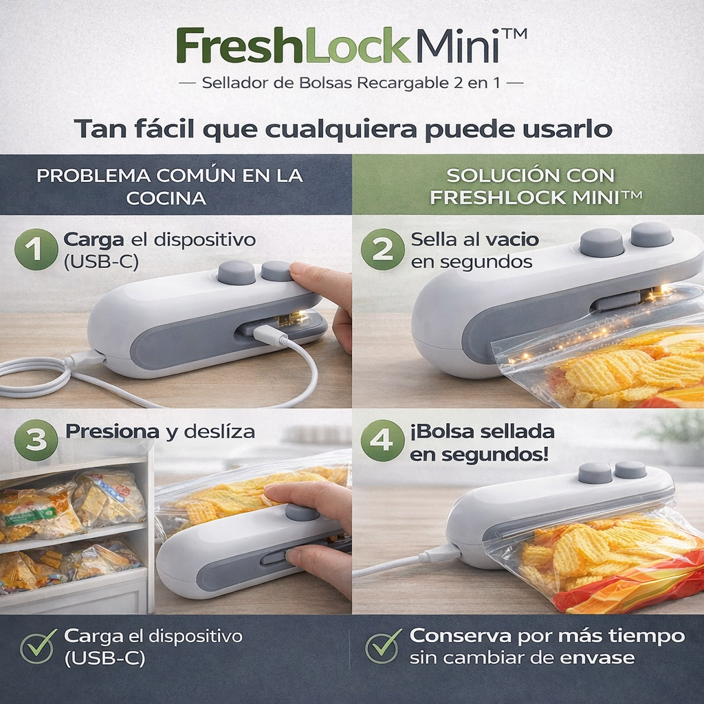 FreshLock Mini™ - Sellador de Bolsas Recargable 2 en 1