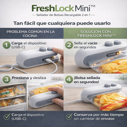 FreshLock Mini™ - Sellador de Bolsas Recargable 2 en 1