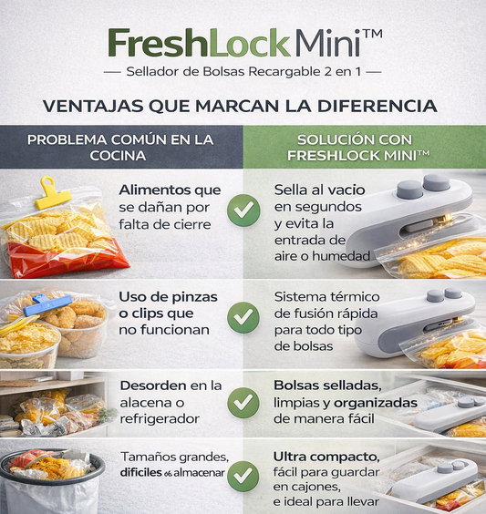 FreshLock Mini™ - Sellador de Bolsas Recargable 2 en 1
