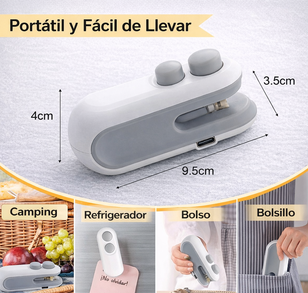 FreshLock Mini™ - Sellador de Bolsas Recargable 2 en 1